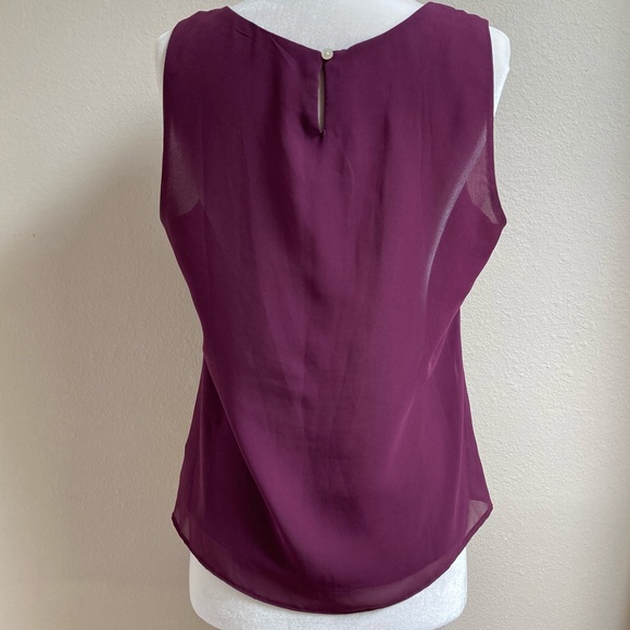 Gap Womens Purple Ruffle Pleated Sleeveless Blouse - Picture 2 of 7